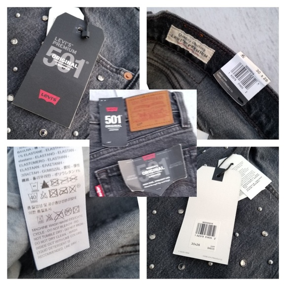 Levi's 501 Studs &"Crystals" Cropped Jeans - Picture 8 of 8